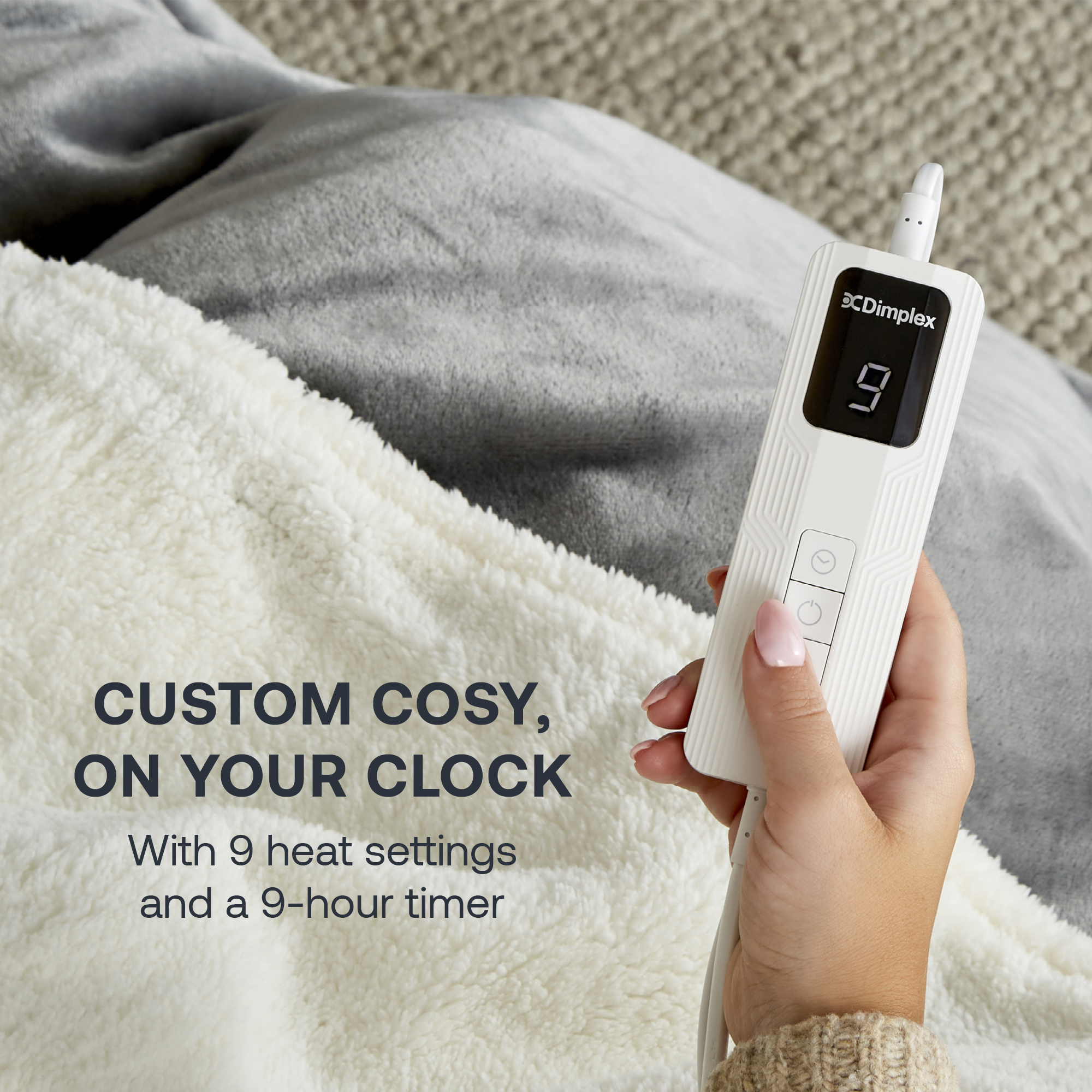 DXHTGW Super Cosy Sherpa Throw - Grey / White