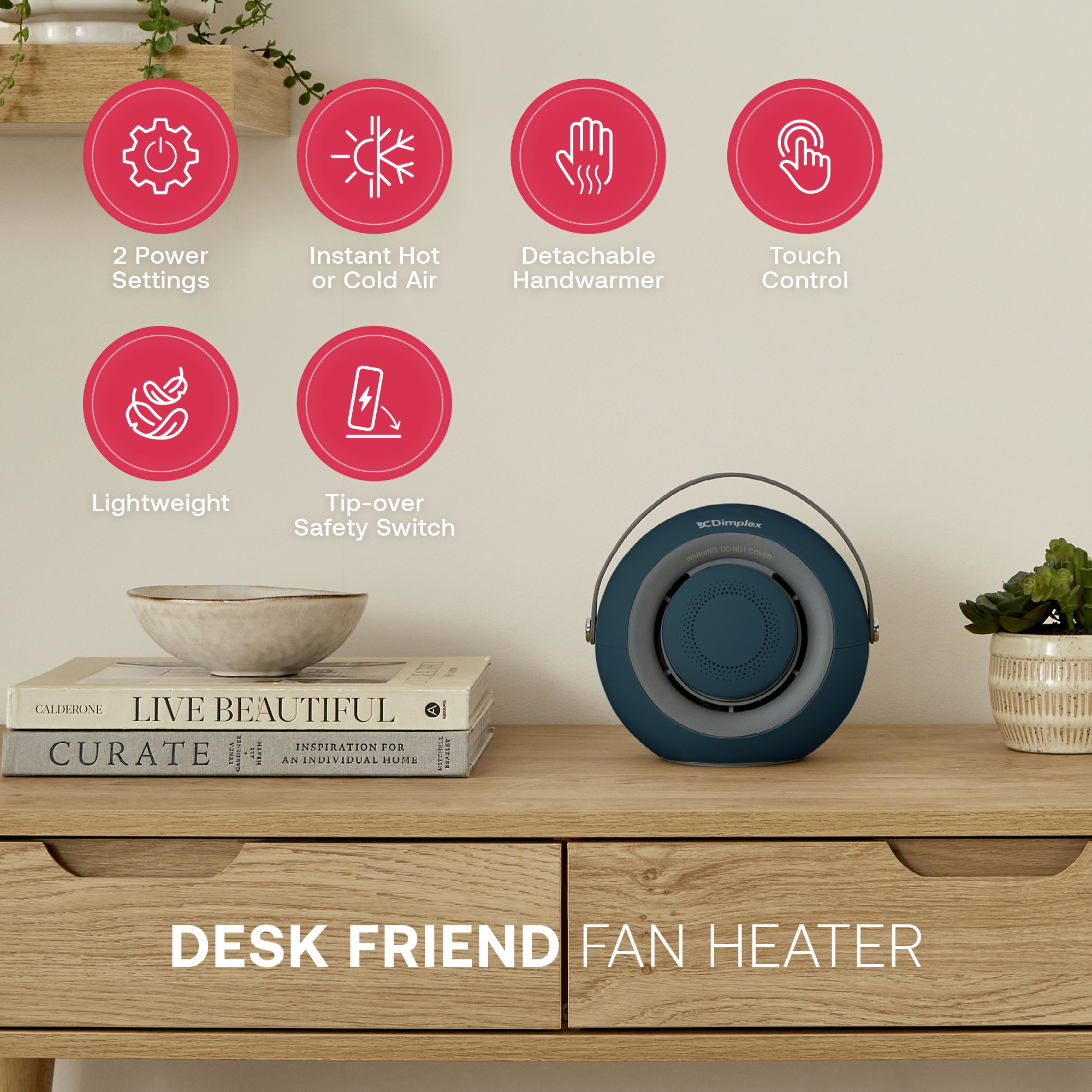 Desk Friend Fan Heater Navy