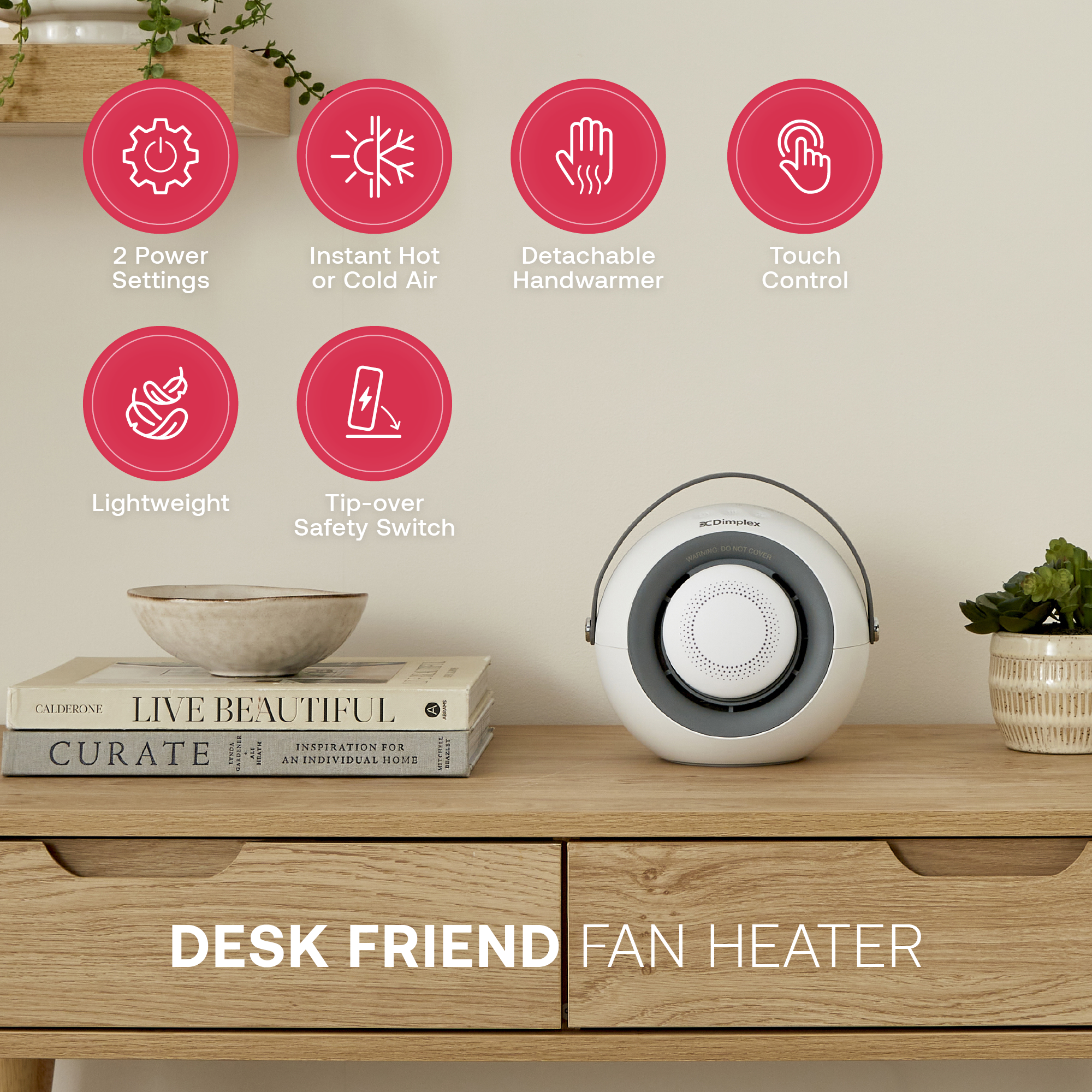 Desk Friend Fan Heater White