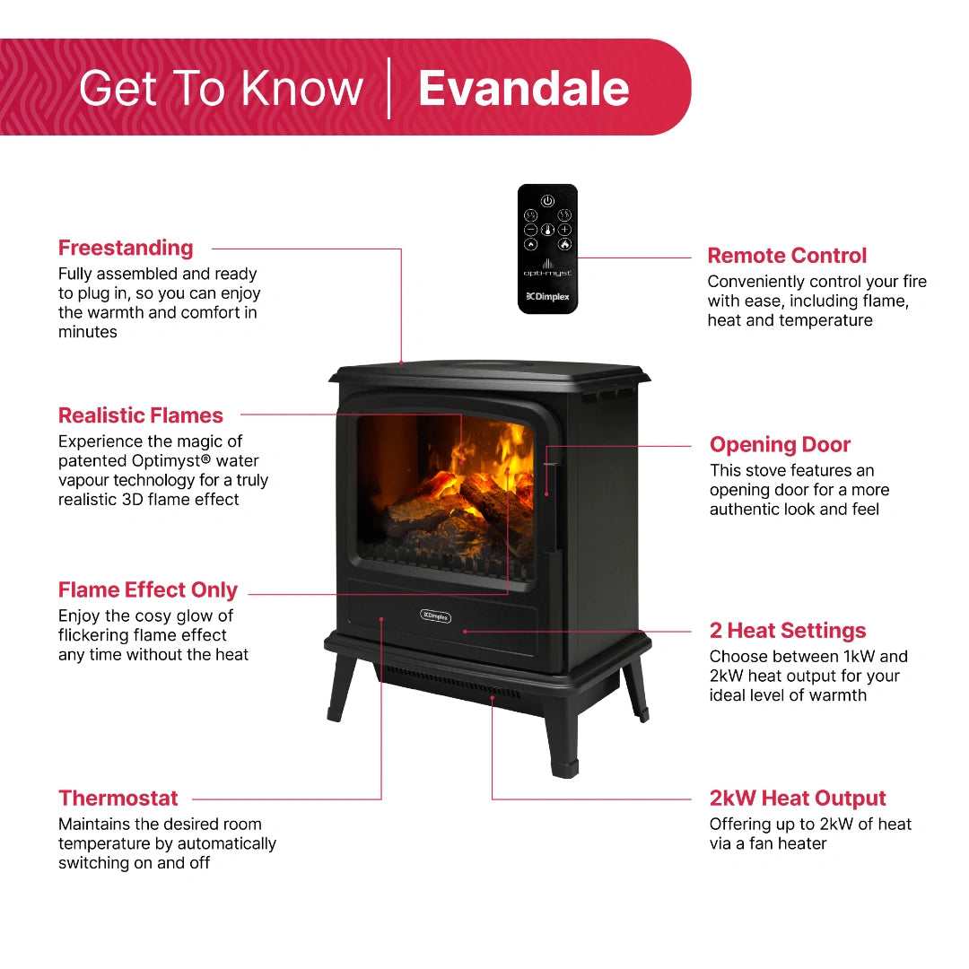Dimplex  Evandale Black Optimyst Electric Stove